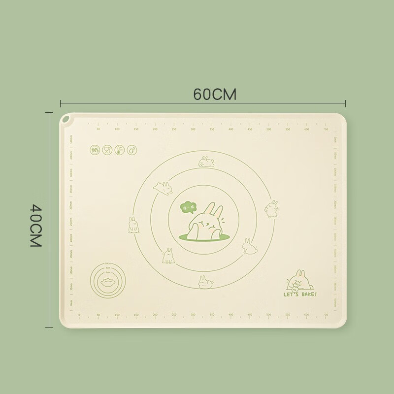 双枪硅胶揉面垫食品级擀面垫子加厚面板家用和面烘焙案板易洗防滑 歪歪兔款铂金硅胶揉面垫 400*600mm