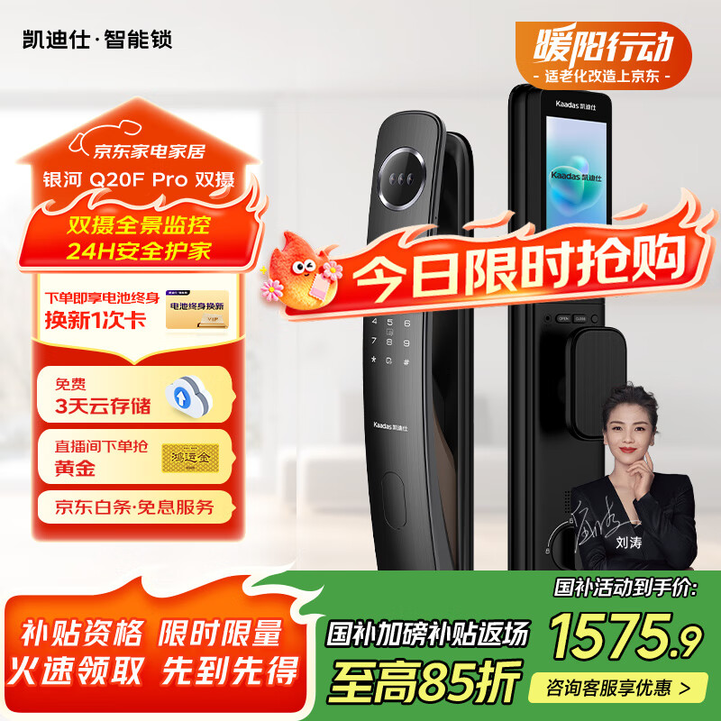 凯迪仕（kaadas）智能门锁人脸识别可视猫眼大屏全自动指纹锁密码锁 Q20F Pro双摄