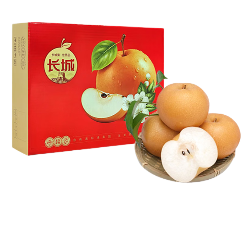 京鲜生 长城莱阳羊脂秋月梨 净重6.5斤 8-9粒 精品水果礼盒