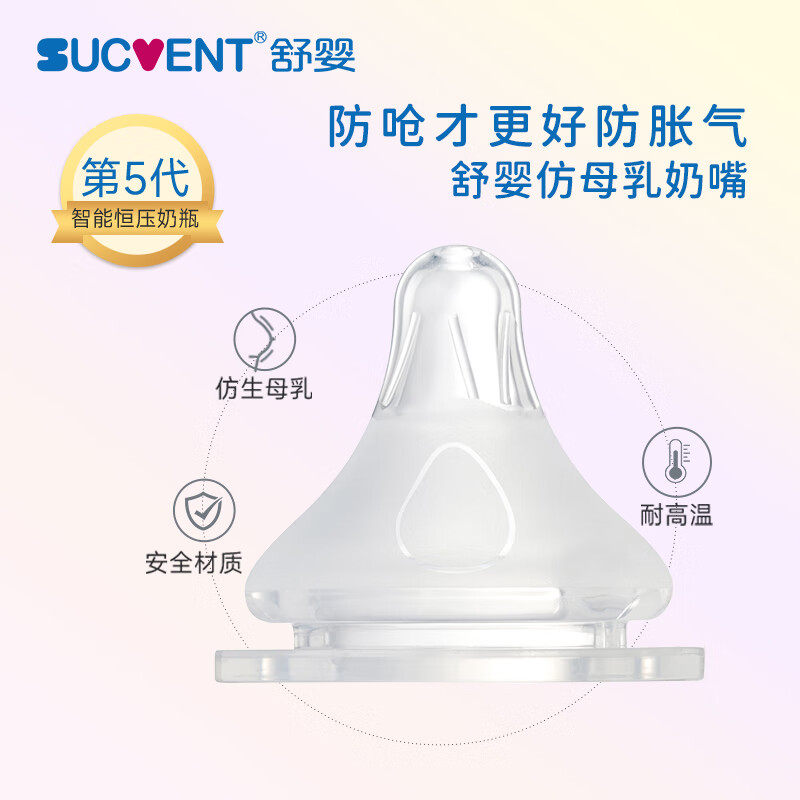舒婴新生儿仿母乳质感防呛奶防胀气奶嘴硅胶柔软宝宝0-1月SS码