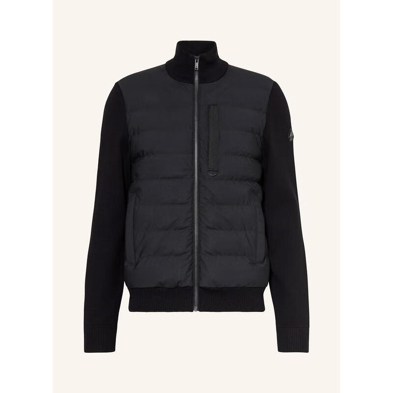 Moose Knuckles男士羽絨服 保暖輕盈防風(fēng)透氣拼接立領(lǐng)拉鏈絎縫冬季通勤外套 Black 均碼 |XL