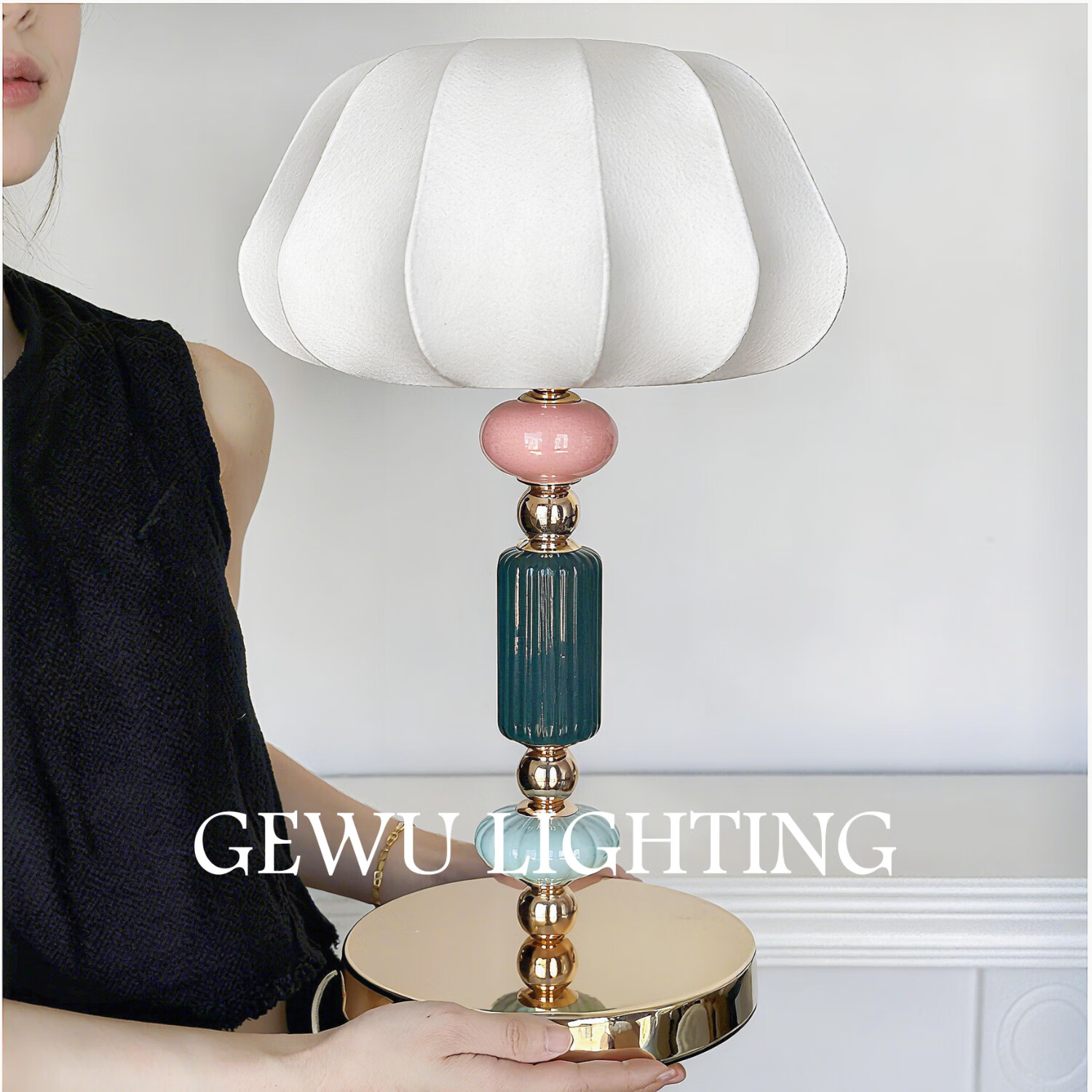 比达迩GEWU意大利设计师现代简约轻奢丹麦卧室陶瓷床头灯高级氛围台灯 混合蚕丝陶瓷灯