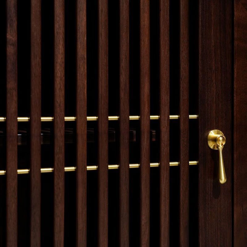 韵美嘉缘新中式乌金木实木餐边柜酒柜一体靠墙餐厅厨房碗筷收纳置物架矮柜 1.8米进口乌金木餐边柜