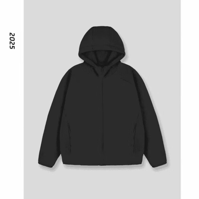 【轻奢正品】2025年新款连帽卫衣双面摇粒绒拉链外套夹克百搭男装 黑色 2XL (150-170斤)