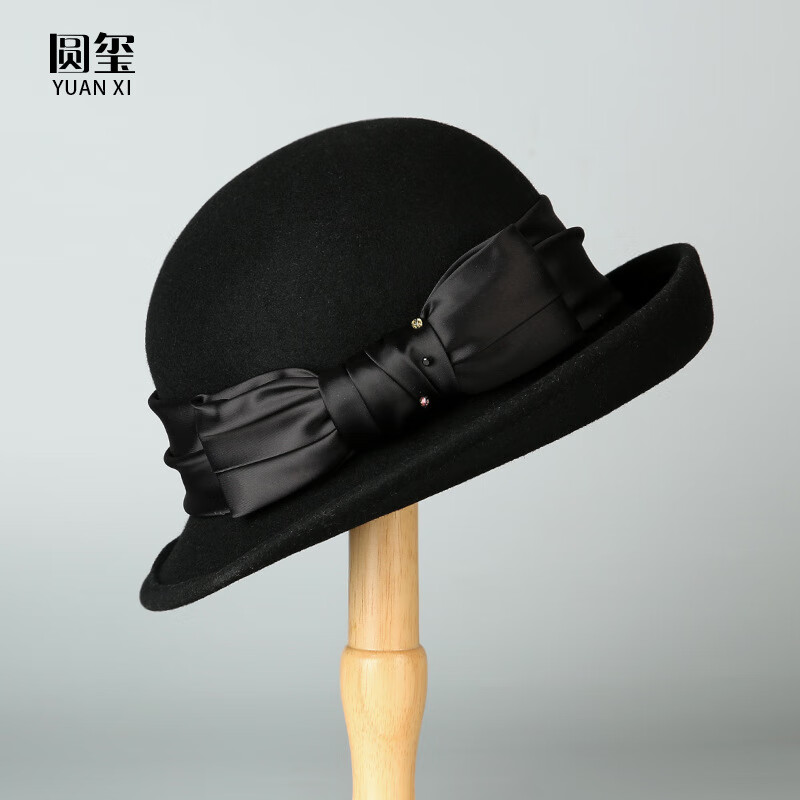 藍詩(shī)夢(mèng)戴（lanshimengdai）新款秋冬韓版韓式帽子羊毛呢帽保暖擋 黑色 成人均碼（隱藏調節56-58cm