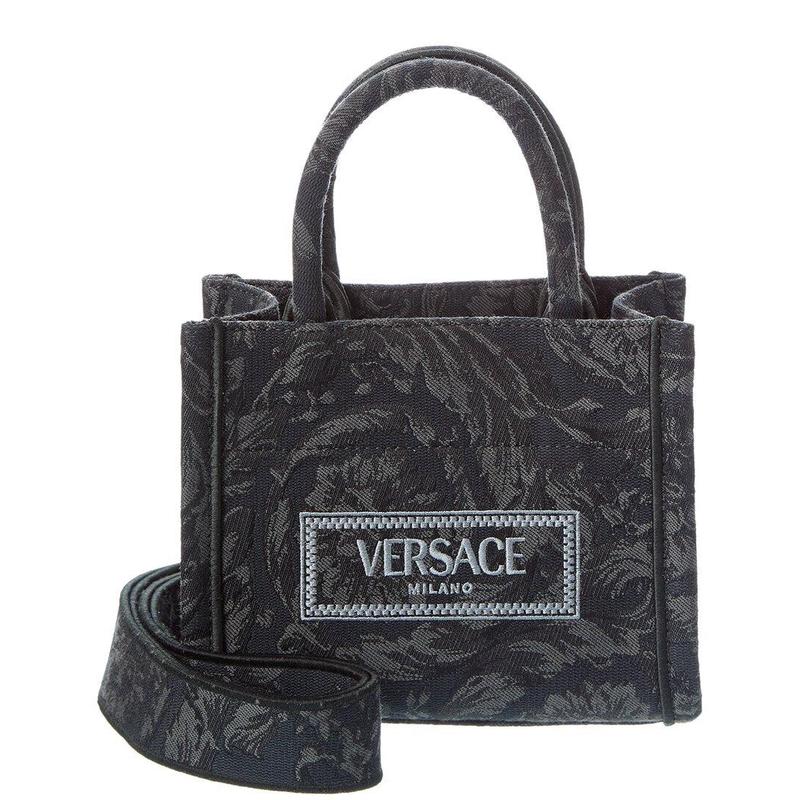 范思哲（VERSACE）女士手提包顶部开口设计内置隔层便携收纳耐用底座黑色印花图案 black LARGE