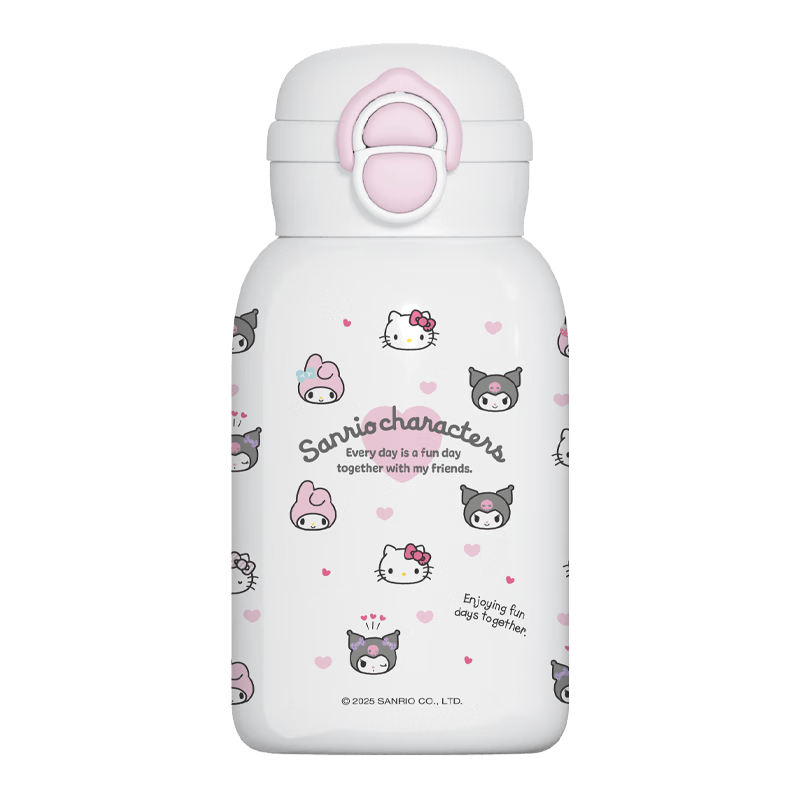 三丽鸥（SANRIO）HelloKitty双饮保温杯316不锈钢带吸管办公女生日礼物500ml