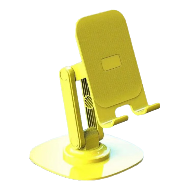 360度旋转手机支架桌面多功能通用ipad平板支撑架便携式双轴折叠升降可调节直播懒人床头上网课 加重金属底座【柠檬黄】360度旋转/双轴折叠升降