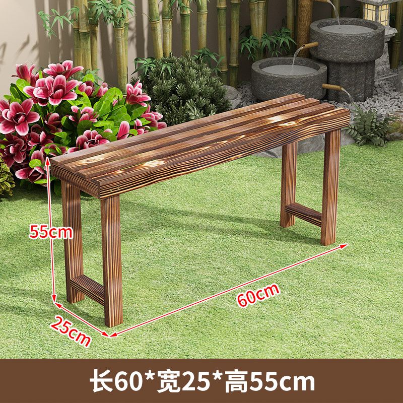 欣慕雅实木花架家用多层阶梯式绿萝多肉室内户外碳化防腐火烧木花盆架子 长款 60长*25宽*55高