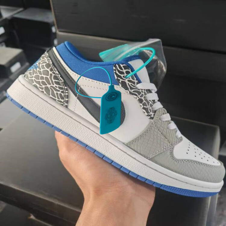 CLENIKEED莆田纯原滑板鞋 Air 乔1 AJ1影子灰篮球鞋低帮男女百搭休闲运动鞋 【纯原+摩擦声】海军蓝 36