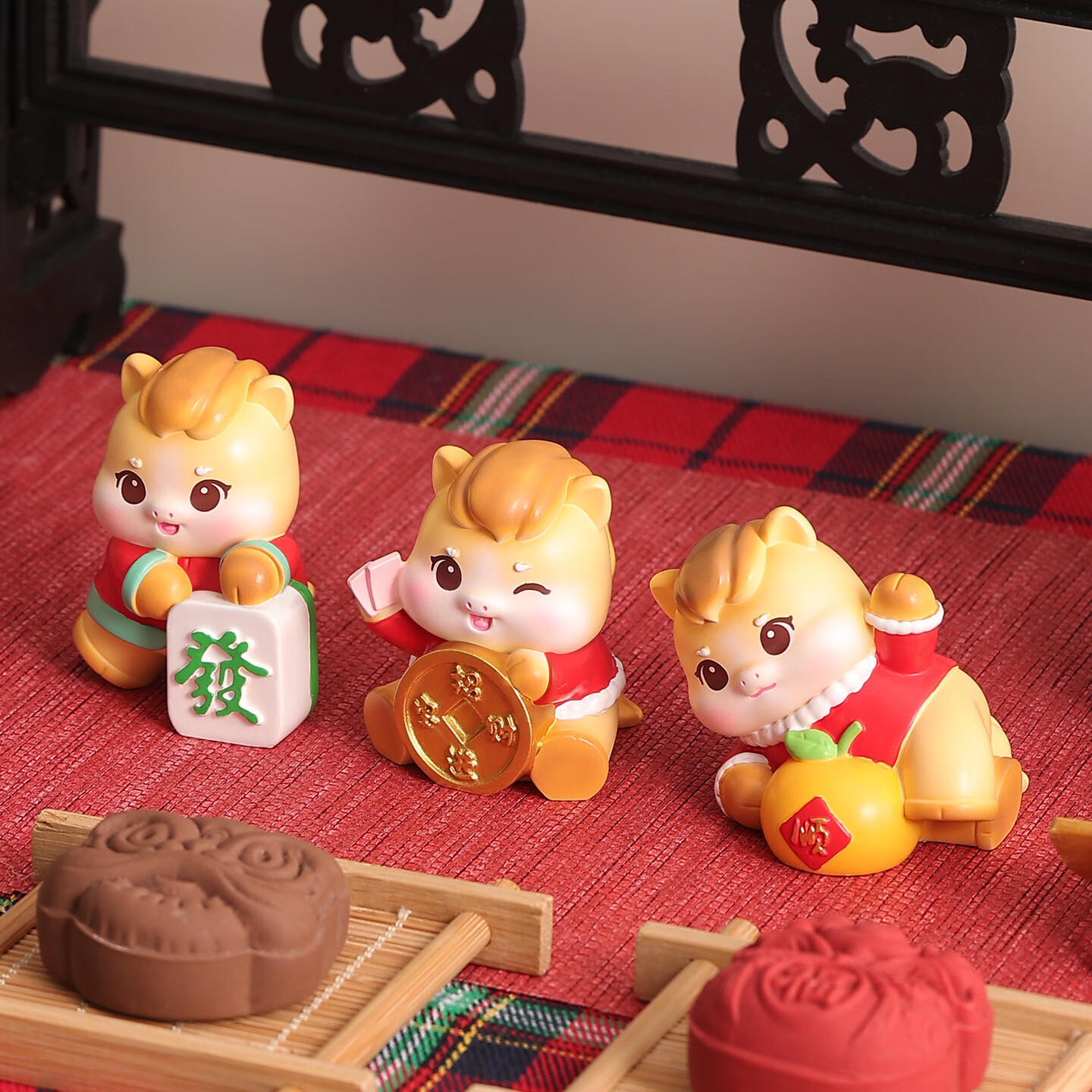 兰比嘟国潮马年吉祥物盲盒桌面摆件手办公仔办公工位招财装饰品新年礼物 马到福临盲盒【端盒8个】