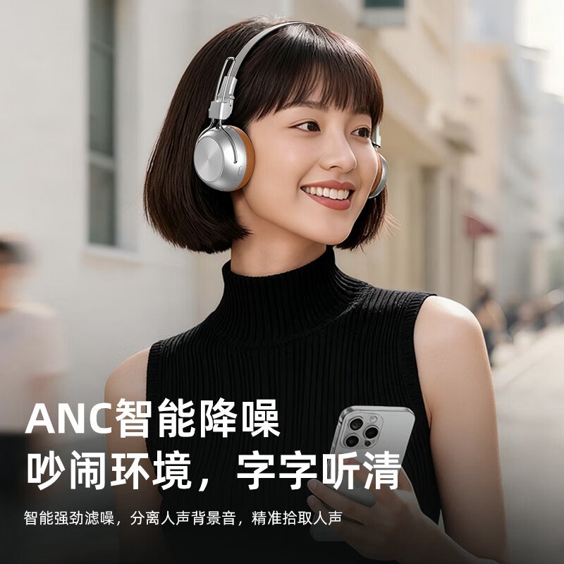 SLUB复古耳机头戴式无线蓝牙V6.0高清音质ANC降噪时尚潮流穿搭美拉德刷街金属质感网红明星拍照氛围感 旗舰版【最新蓝牙6.0技术|大师级调音|60H超长续航】