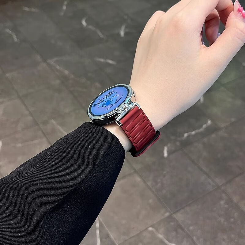 适用华为GT6表带磁吸硅胶双拼色watch5简约时尚男女表带 陶瓷白色 适用华为watch buds仅表带