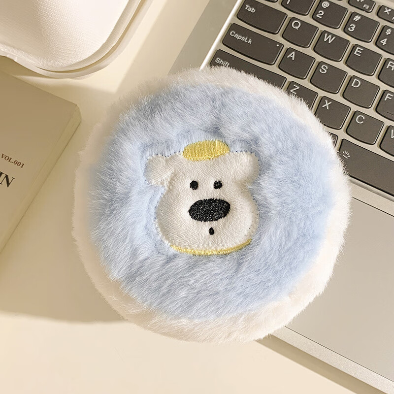 高颜值可爱卡通毛绒小狗零钱收纳包学生迷你便携耳机收纳包学生 蓝色大鼻子小狗毛绒零钱包