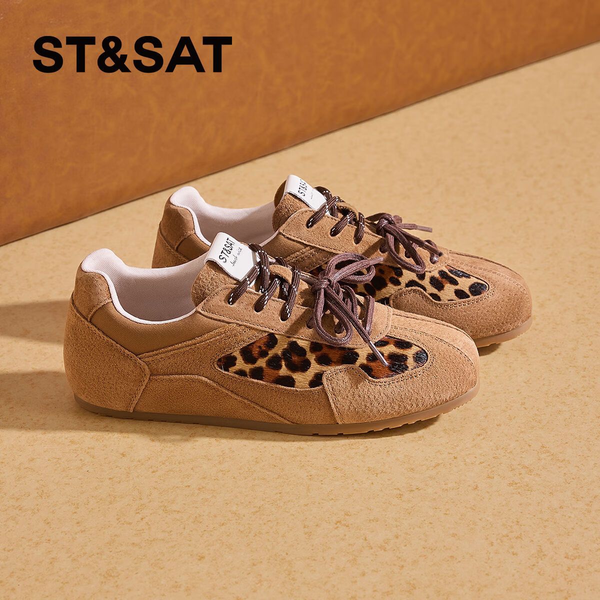 星期六厚底德训鞋女鞋2025新款冬季内增高复古棕色软底阿甘运动鞋 棕色 39