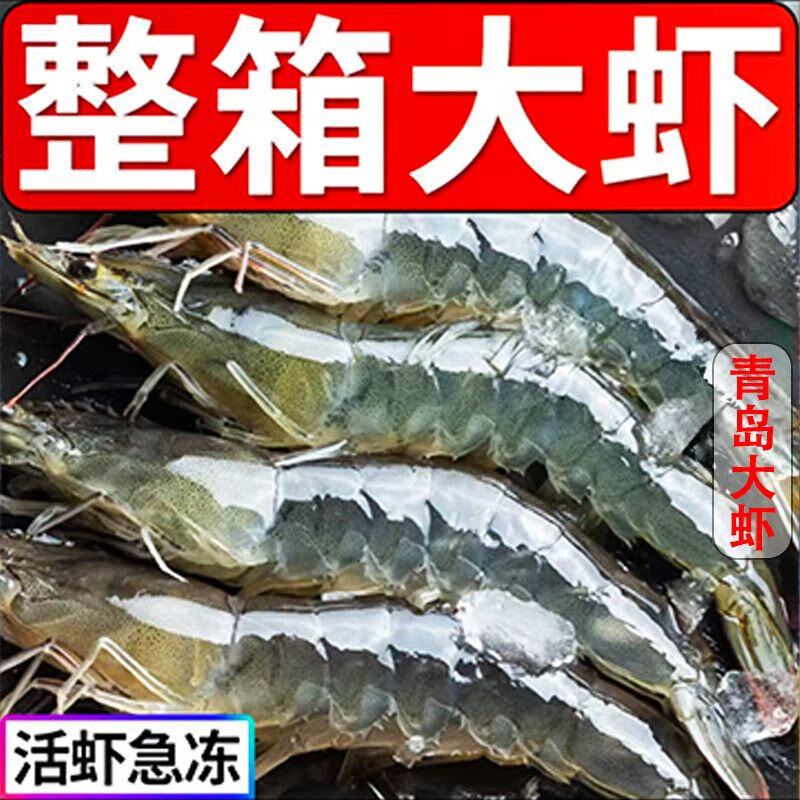 新鲜青岛海水大虾冷冻鲜活基围虾青虾曹妃甸有机盐田虾熟冻即食虾