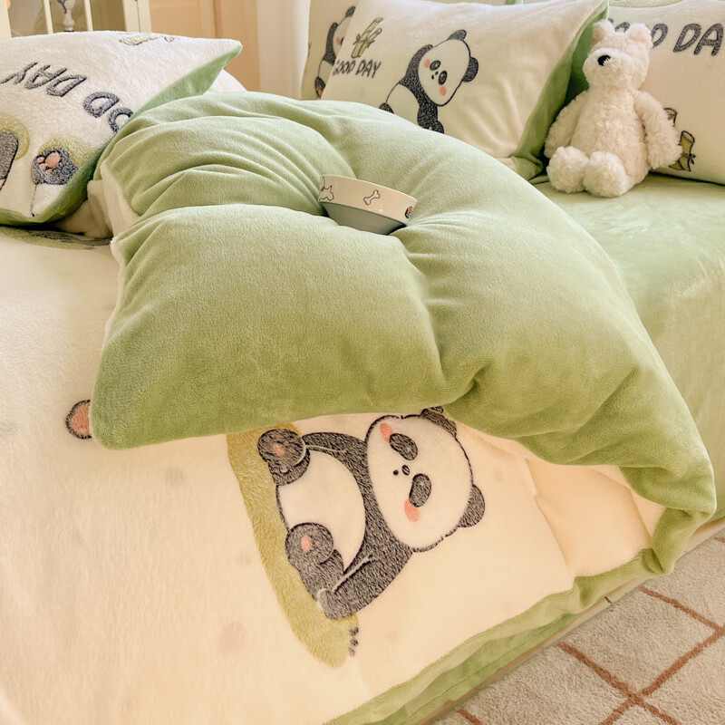 麦琪娜 雪花绒单被套双人被套单品被套水晶绒金貂绒单被套 绒毛细密柔软舒适 20支 团团圆圆 200cm*180cm