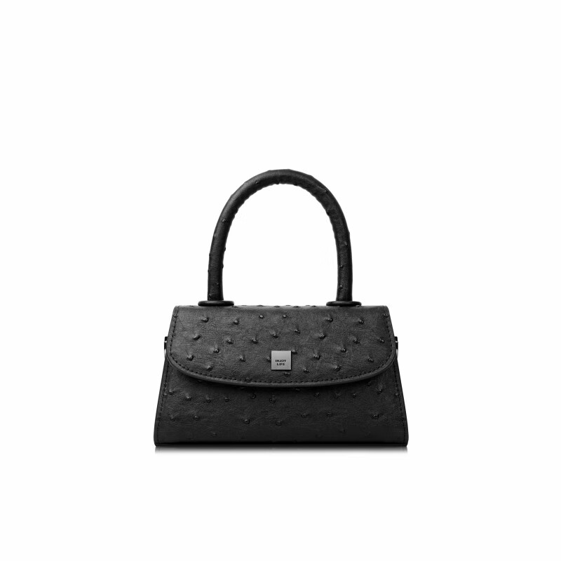 INJOYLIFE迷你小包包手提小包可愛(ài)鴕鳥紋單肩包小清新斜挎包女 極簡(jiǎn)黑