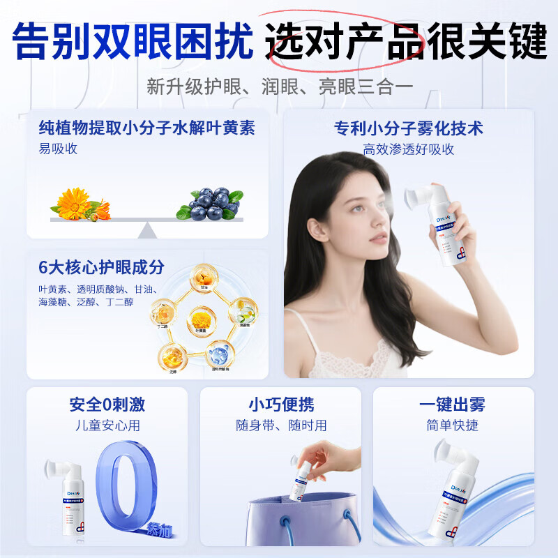 DR.SCT叶黄素滴眼液缓解眼疲劳眼干眼涩视力模糊发痒红血丝眼药水 【明目润眼】叶黄素护眼喷雾*5