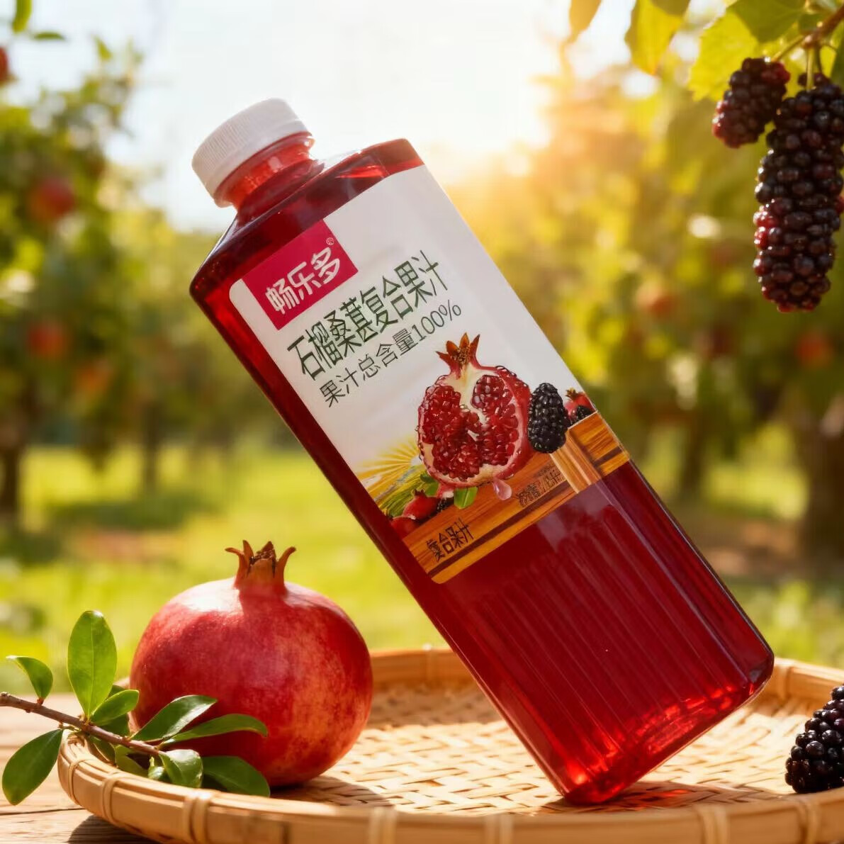 畅乐多天然风味饮品果汁大瓶家庭分享装网红饮料果饮大瓶装1.25L 石榴桑葚复合果汁1.25L*2瓶