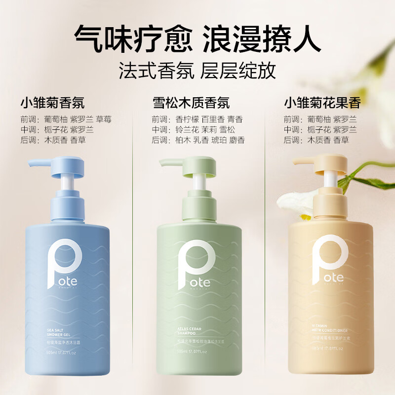 柏缇pote海藻去屑止痒洗发露控油蓬松洗发水海盐净透沐浴露柔顺护发素 北非雪松控油蓬松洗发露680ml