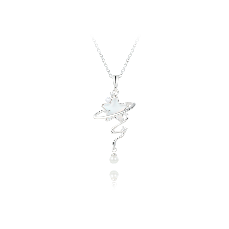 XUPING旭平首饰时尚气质高级感甜美清新个性星星项链送女朋友礼物 白底奶蓝色 约40+5cm