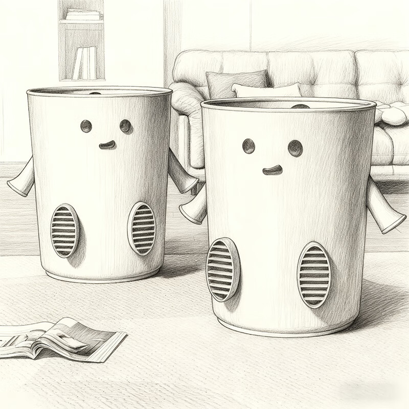 尔思家垃圾桶家用可爱高颜值新款卧室厨房卫生间厕所纸篓创意可爱卫生桶 奶油-中号