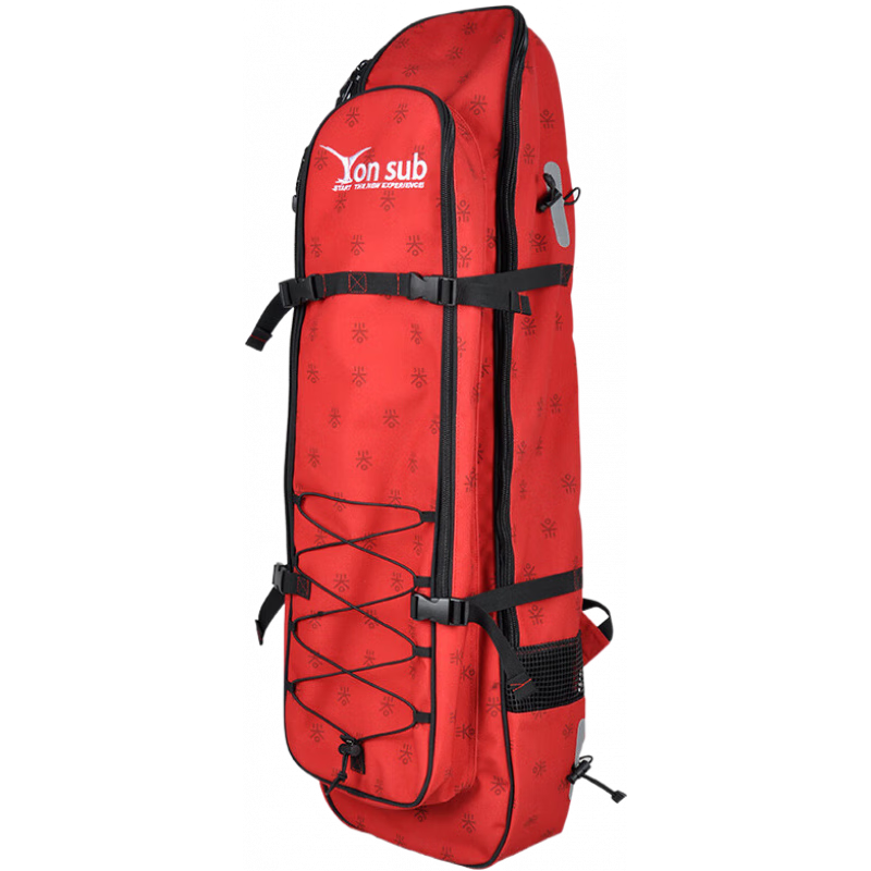 泳速（Yon sub）备袋自由潜水碳纤长脚蹼包便携式蛙鞋包深潜备双肩背包 酒红色