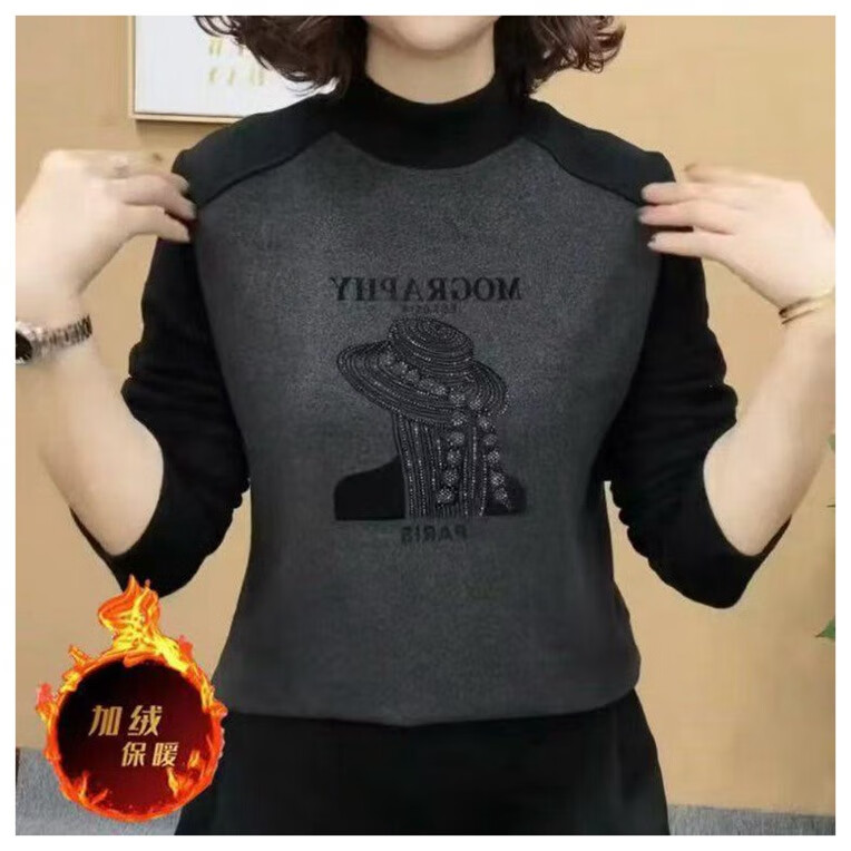 【爆款热卖】秋冬新款半高领双面绒保暖打底衫百搭显瘦妈妈装上衣 【加绒加厚】深灰色 3XL 【建议115-130斤】