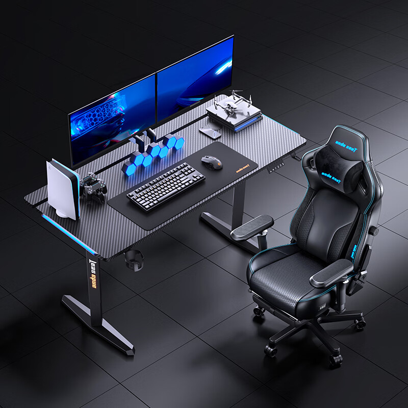 andaseaT安德斯特电竞桌电动升降电脑桌椅套装 巡航pro 1.6米+麒麟2.0 pro