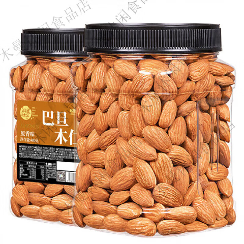 每果時光巴旦木仁鹽焗味大杏仁扁桃仁堅果炒貨干果巴達木休閑零食 原味巴旦木仁400g*1罐