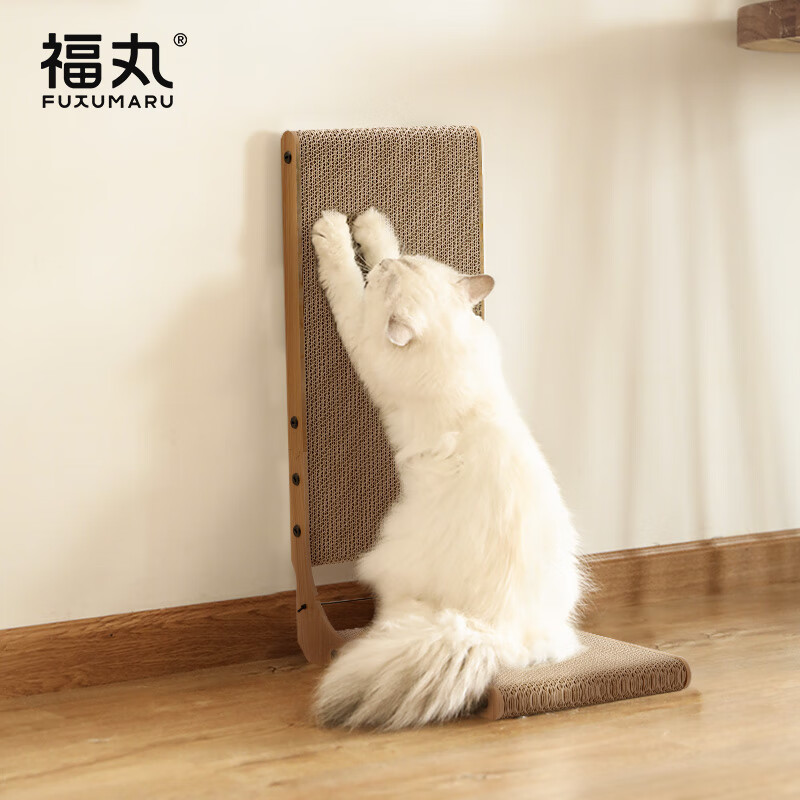 福丸猫抓板立式L型弹力绳款 耐磨不易掉屑瓦楞纸板磨爪器