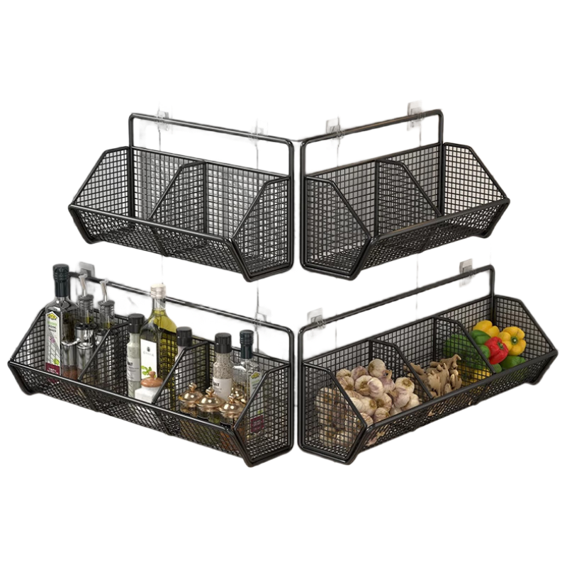 品喻（PINYU）厨房壁挂葱姜蒜收纳架墙面多功能生姜大蒜挂篮收纳盒菜篮子收纳筐