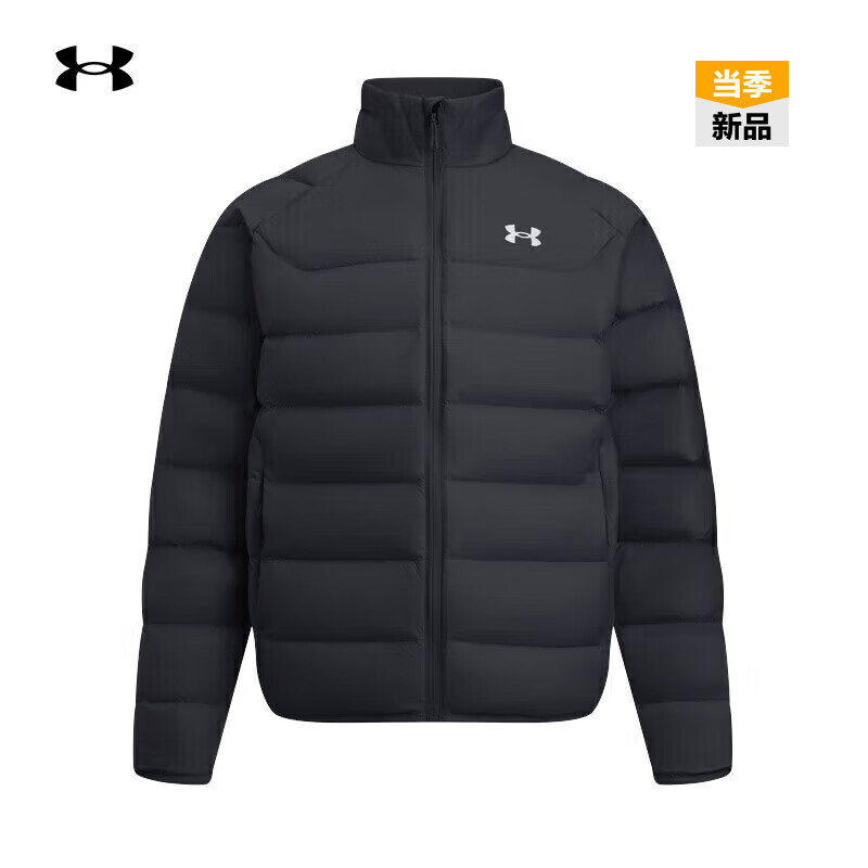 安德玛（UNDERARMOUR）秋冬Core男子轻质运动休闲短款鸭绒羽绒服6010876 黑色001 2XL