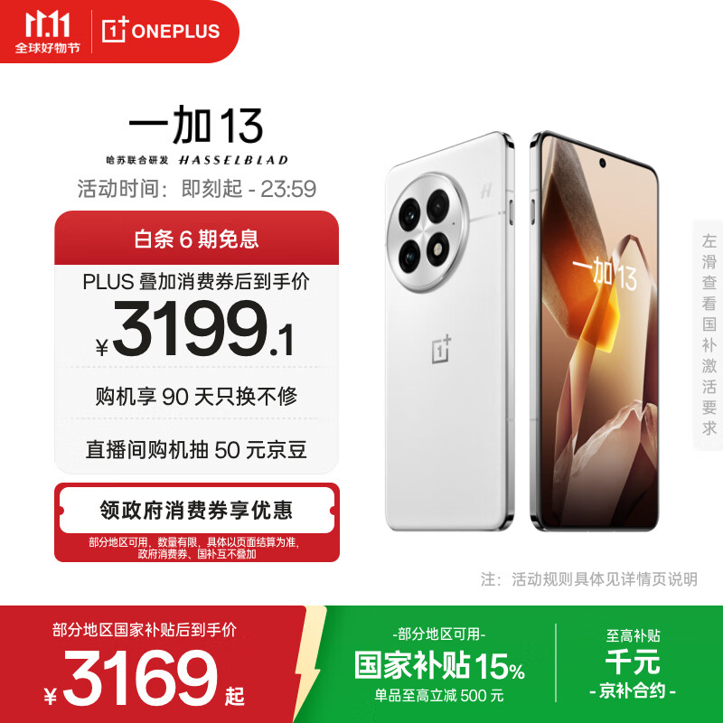 一加 13 12GB+256GB 白露晨曦 高通骁龙®8至尊版 6000mAh 冰川电池 oppo智能AI游戏电竞5G旗舰手机