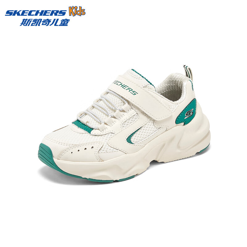 Skechers斯凯奇童鞋女童运动鞋熊猫鞋秋冬季老爹鞋中大童休闲鞋80587L 男童/乳白色/OFWT 30