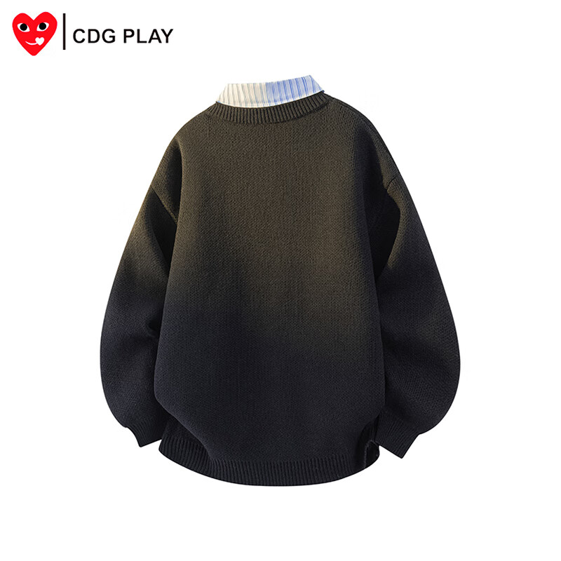 CDGPLAY针织衫男秋冬潮流假两件棉质毛衫休闲商务青年保暖毛衣内搭上衣男 黄色 M