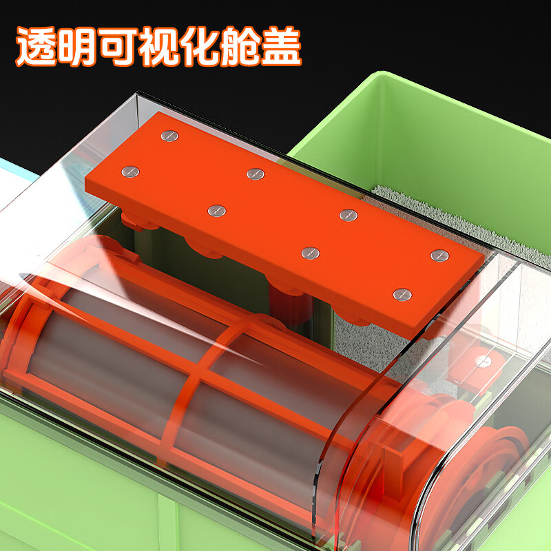 栗多鱼家用鱼缸反冲洗转鼓微滤机周转箱不锈钢网自动水循环清洁过滤箱 绿色侧面出水 过滤滚筒300目（适合3000L流量）