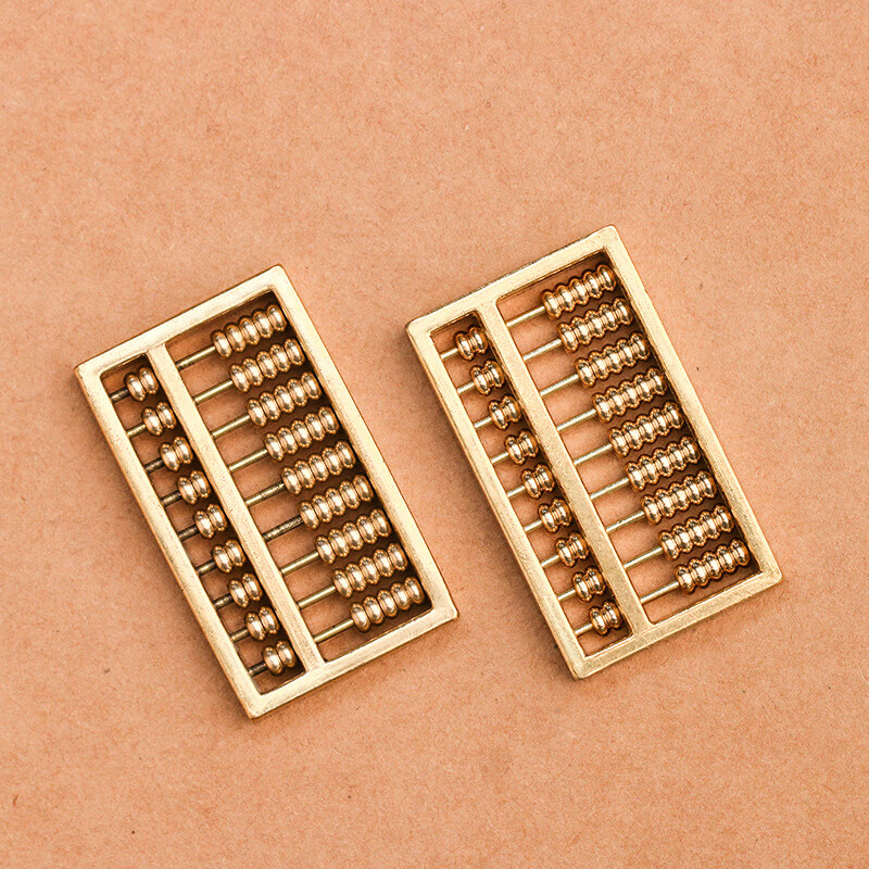 京柳（JINGLIU）纯铜可活动算盘黄铜算盘实心如意算盘摆件车钥匙扣链吊坠配饰配件 黄铜算盘配件1个【4.6*2.7*0.6cm】