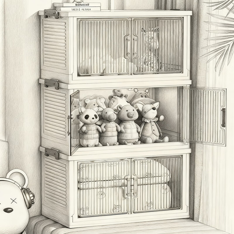 尔思家衣服收纳箱特大号整理箱搬家打包箱透明储物盒零食可折叠加厚柜子 【茶透色】1层丨一盖1箱【稳固叠加】 中号45cm面宽