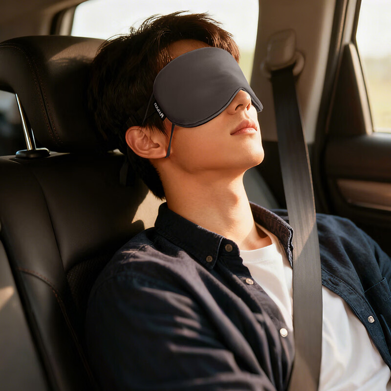 YIPINU【7A抗菌】眼罩睡觉专用遮光男女挂耳式居家旅行办公午睡遮光眼罩 蓝色-温凉双面-0压感-7A抗菌遮光眼罩 均码-轻柔弹力 挂不勒耳