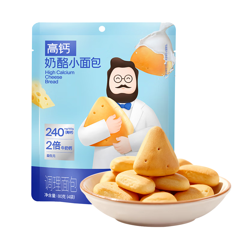 奶酪博士高钙奶酪宝宝面包80g 宝宝儿童零食儿童早餐0添加吐司法式风味