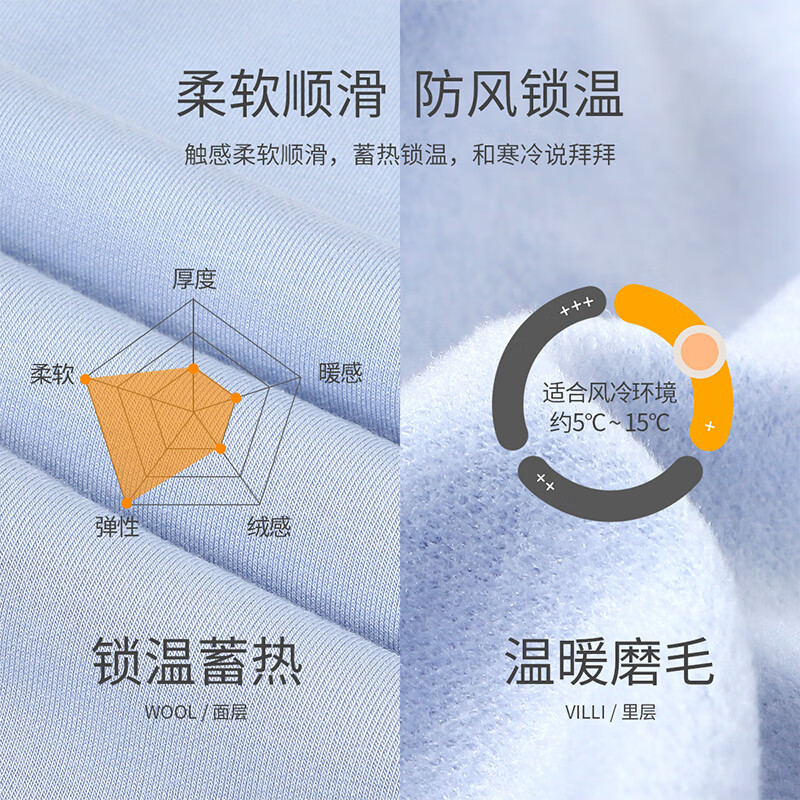 久岁伴中厚儿童保暖裤男女童双面绒秋裤中大童宝宝秋冬季校园打底裤内穿 男童-浅蓝 【中厚空气层】103585 120 /身高110-122体重40-50斤