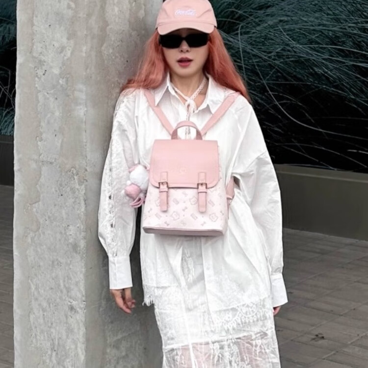 COW&KITTYTK包包2025新款可爱卡通印花双肩包女大学生上课通勤背包少女心系 樱花粉【赠礼盒+挂件】