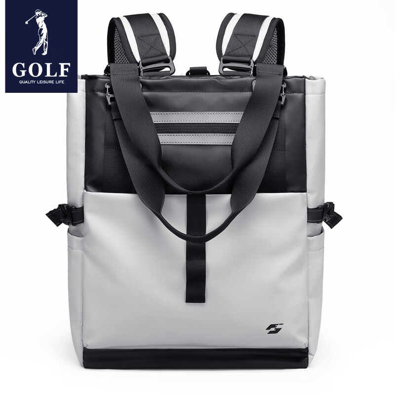 高尔夫（GOLF）双肩包男士运动背包女休闲旅行学生书包防泼水通勤出游背包【Q】 款式14-灰白配黑