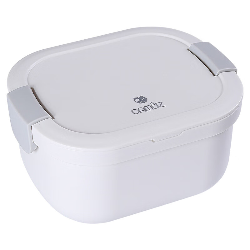 昌木子（CAMUZ）日式飯盒便當(dāng)盒上班族雙層分格可微波爐加熱密封日式大容量 白色 單個飯盒