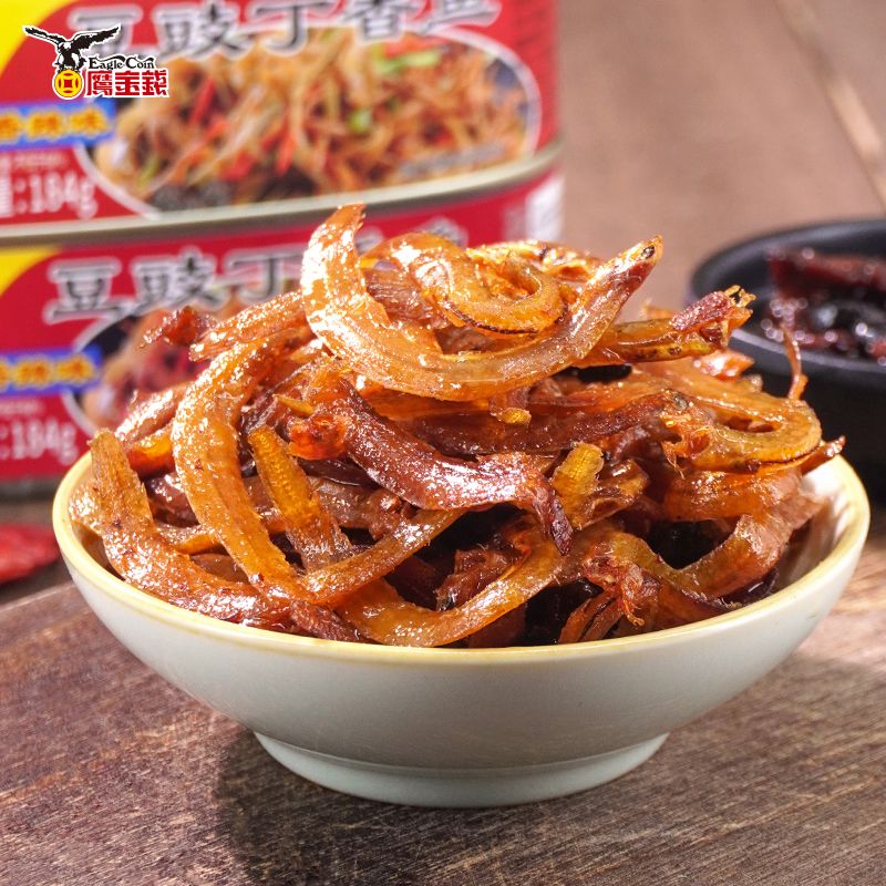 鹰金钱鱼罐头豆豉丁香鱼184g香辣味下饭菜速食即食鱼肉 香辣味豆豉丁香鱼184g*1罐