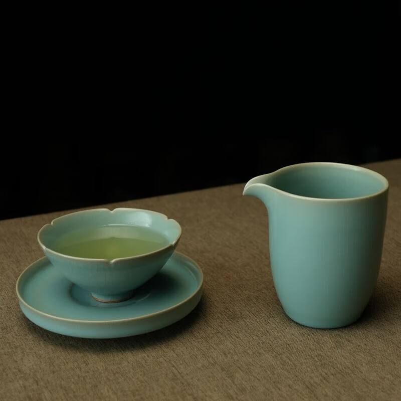 汝誉天下汝窑茶杯公道杯直口公杯清凉寺汝瓷汝州纯手工天青冰裂纹开片 清风公杯(清凉寺汝官窑)
