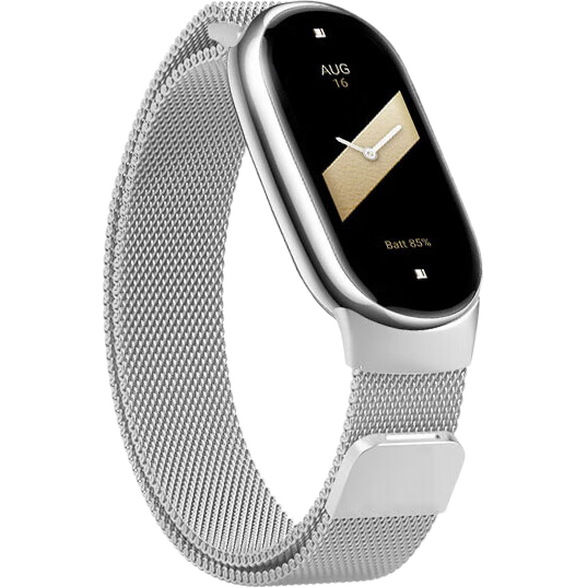 HONGHUISHENG适用小米手环10/9代新款米兰渐变金属磁吸表带 米兰尼斯-银色 适用小米手环8/NFC通用