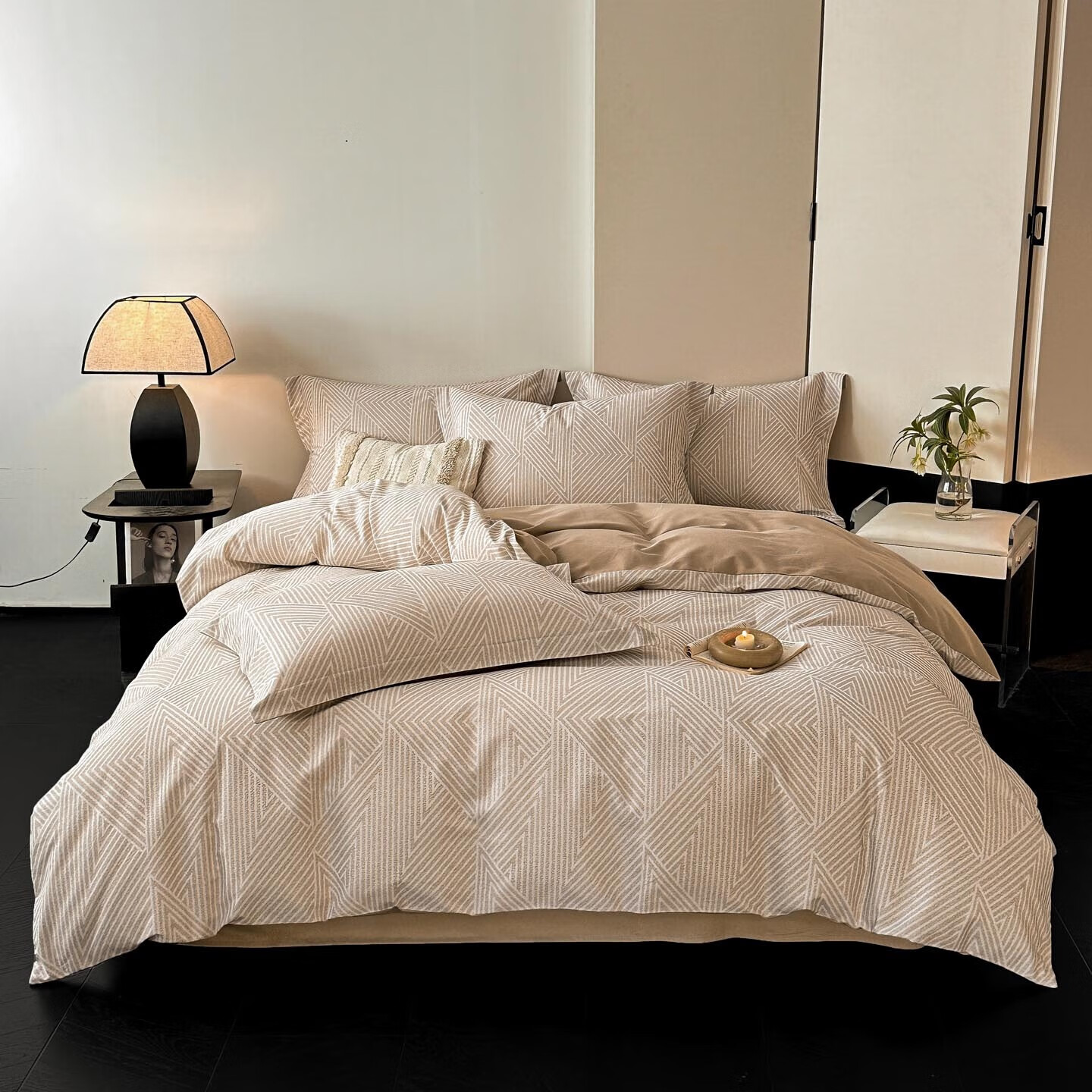 AIDLIA类全棉磨毛床上四件套纯棉床单被套床笠保暖床品套件 卢卡斯1 1.2m床 床单款 （被套160*210cm）